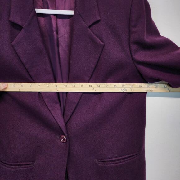 Vintage Sag Harbor Purple Wool Blazer Size 12 Relaxed Fit One Button Lined - Picture 8 of 9